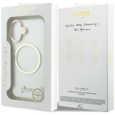8. Guess IML Script Metal MagSafe Case for iPhone 17 - Transparent