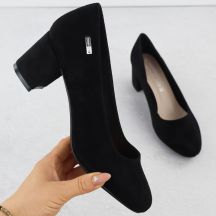 Black suede pumps with a block heel Sergio Leone PB178