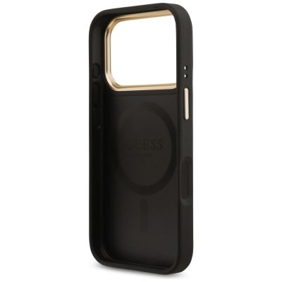 7. Guess 4G Strass Logo & Big Strap Metal Buttons MagSafe Case for iPhone 17 Pro - Black