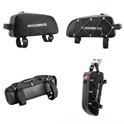 2. Rockbros 039BK 1 l bike frame bag with braided design – black