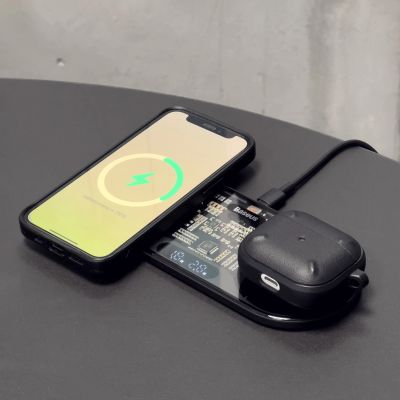 2. Baseus Digital LED Display dual wireless charger with digital display 20W black (WXSX010101)