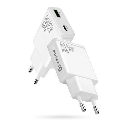 6. EVERACTIVE GAN WALL CHARGER 1 X USB, 1 X USB-C QUICK CHARGE 3.0 45W WHITE SC-460Q