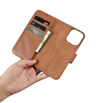 13. iCarer Wallet Case 2in1 Cover iPhone 14 Pro Max Leather Flip Cover Anti-RFID Brown (WMI14220728-BN)