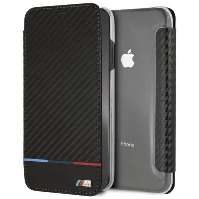 BMW Carbon Tricolor Stripe iPhone XS Max Case - Black