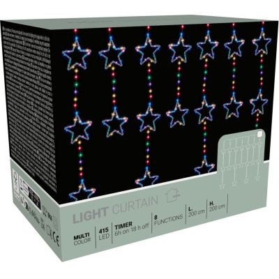 22. CHRISTMAS TREE LIGHTS LIGHT CURTAIN 200x200 CM 415LED STARS MULTICOLOR