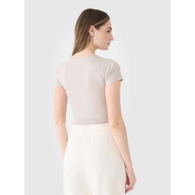 5. Women's crop top plain t-shirt 4F 4FRSS25TTSHF2695-83S