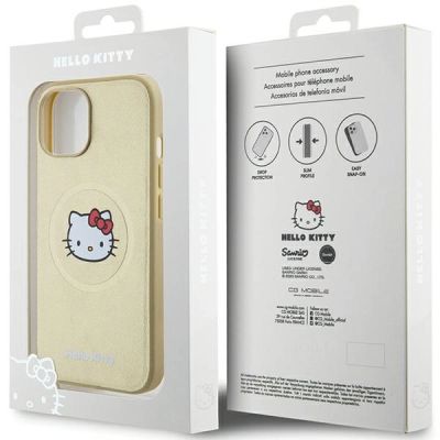 8. Hello Kitty Leather Kitty Head MagSafe case for iPhone 14 - gold
