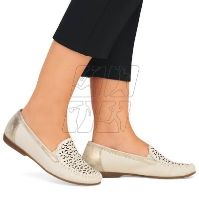 10. Leather comfortable openwork shoes Rieker W RKR658, beige