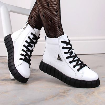 2. Filippo W PAW382B white leather platform ankle boots