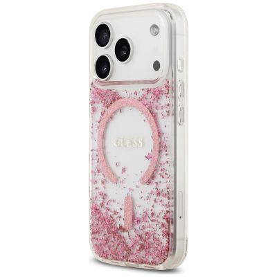 2. Guess Resin Bottom Glitter MagSafe Case for iPhone 18 Pro / 17 Pro - Pink