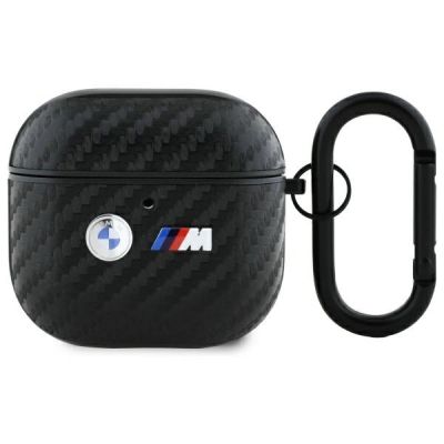BMW Carbon Double Metal Logo Case for AirPods 4 - Black