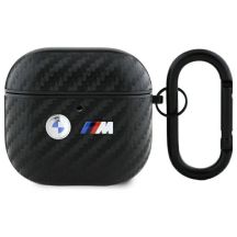 BMW Carbon Double Metal Logo Case for AirPods 4 - Black