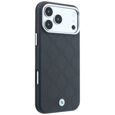 4. BMW Sign Deboss Quilted Metal Logo MagSafe Case for iPhone 18 Pro / 17 Pro - Dark Gray