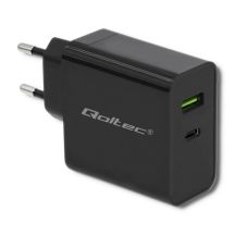 QOLTEC WALL CHARGER 42W | 5-20V | 2.25-3A | USB TYPE C PD | USB | BLACK