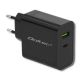 QOLTEC WALL CHARGER 42W | 5-20V | 2.25-3A | USB TYPE C PD | USB | BLACK