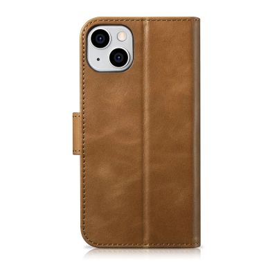 13. iCarer Oil Wax Wallet Case 2in1 Cover iPhone 14 Plus Anti-RFID Leather Flip Case Brown (WMI14220723-TN)