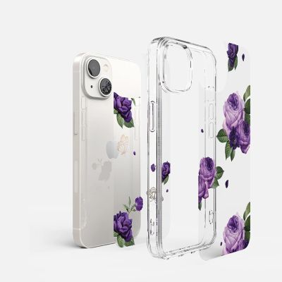 5. Ringke Fusion Design Armored Case Cover with Gel Frame for iPhone 14 Plus transparent (Purple rose) (FD637E29)