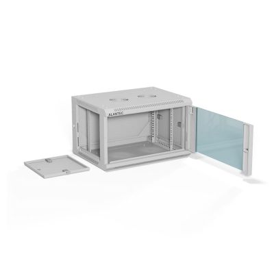 3. ALANTEC Wall-mounted cabinet 19" 6U 600x450, glass door, gray, assembled (SW-6U-600-450-01-SA)