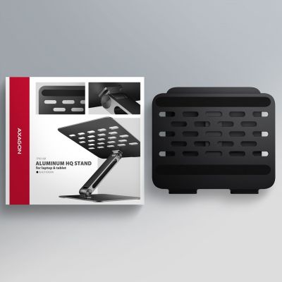 9. Axagon STND-LQB Laptop Stand with Double Joint, Height-Adjustable, Foldable, Laptop and Tablet Stand, Black, 43.9 cm (17.3")
