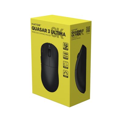 7. HATOR Quasar 3 Ultima 8K Wireless Gaming Mouse Right Side RF Wireless + Bluetooth + USB Type-C Optical 30000 DPI
