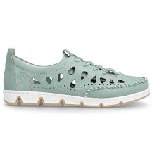 Women's leather openwork shoes green Rieker 49956-52