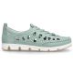 Women's leather openwork shoes green Rieker 49956-52