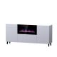 PAFOS chest of drawers with electric fireplace 180x42x82 white matt