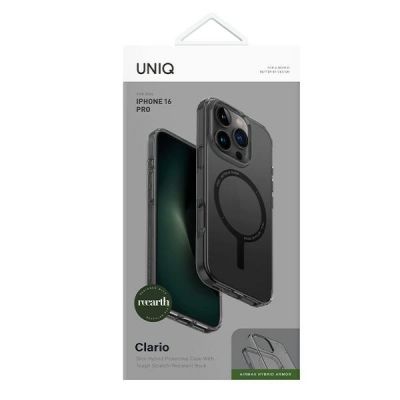 4. Uniq Clario case iPhone 16 Pro 6.3" Magclick Charging smoke/smoke