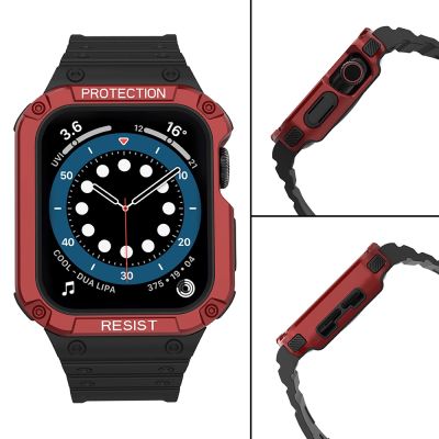 4. Protect Strap Band for Apple Watch 38/40/41mm Armored Case Strap - Black, Red
