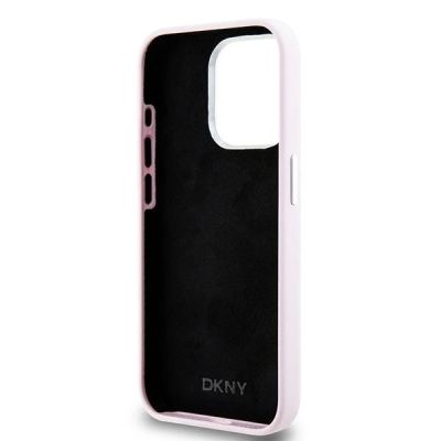 7. DKNY Liquid Silicone Small Metal Logo MagSafe case for iPhone 15 Pro - pink