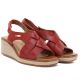 3. Sergio Leone SK297 Burgundy Women's Leather Wedge Sandals