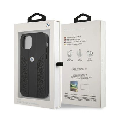 8. BMW Leather Curve Perforate Case for iPhone 12 Pro Max - Black