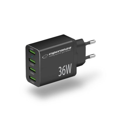 2. ESPERANZA WALL CHARGER 36W 4X USB-A QC 3.0 18W EZC107K