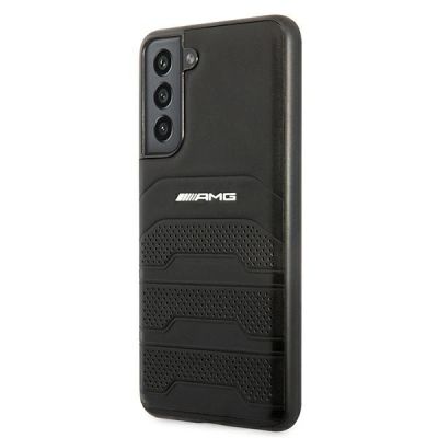 2. AMG AMHCS21FESGSEBK S21 FE G990 czarny/black hardcase Leather Debossed Lines