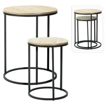 SET OF 2 COFFEE TABLES WITH WOODEN TOP