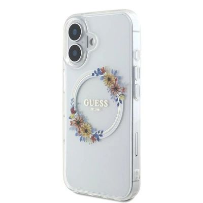2. Guess IML Flowers Wreath MagSafe iPhone 16 Plus Case - Clear
