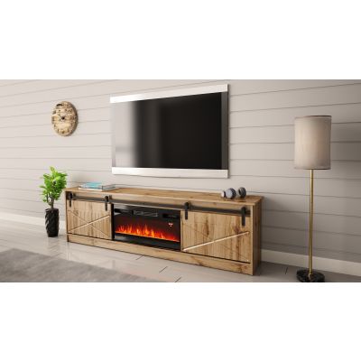 4. GRANERO TV cabinet + fireplace 200x56.7x35 Wotan oak