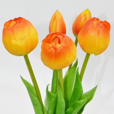 10. BOUQUET OF 5 ORANGE PEONY TULIPS 39 CM LIFE-LIKE SPRING DECORATION
