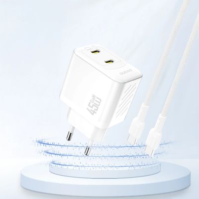 2. Dudao A28PEU PD 45W GaN 2xUSB Wall Charger - White
