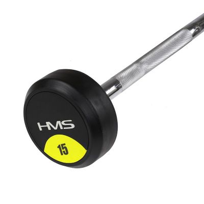 2. Rubber-coated fixed barbell/bar, curved, 15 kg HMS GSL15