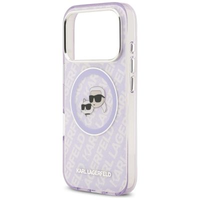 6. Karl Lagerfeld IML Glitter Karl & Choupette Heads Logo MagSafe Case for iPhone 17 Pro - Purple
