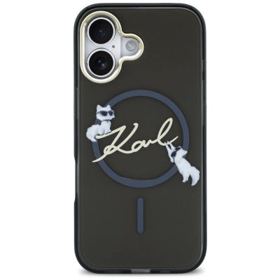 3. Karl Lagerfeld IML Choupettes Karl Script Logo MagSafe iPhone 17 Case - Black