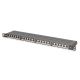 High density patch panel 19'' 24x RJ45, LSA level, cat.6, shielded, 0.5U, black, cable guide