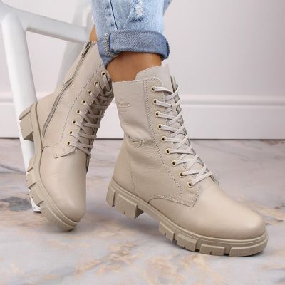 12. Rieker W RKR613 comfortable insulated leather ankle boots, beige
