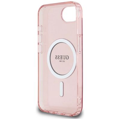 7. Guess IML Glitter Circle MagSafe case for iPhone 16e - pink