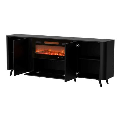 5. VOLARE Sideboard 200 x 39 x 75 cm, black + fireplace