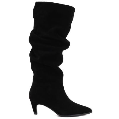 2. Women's leather boots, ruffled, black, Vinceza ZHI27-89167