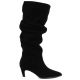 2. Women's leather boots, ruffled, black, Vinceza ZHI27-89167