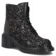 Women's leather ankle boots with a floral pattern, black Filippo DBT8072/26