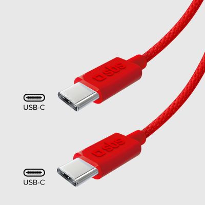10. SBS TECABLETISSUETCCR USB-C - USB-C 1.5m 60W Braided Cable - Red